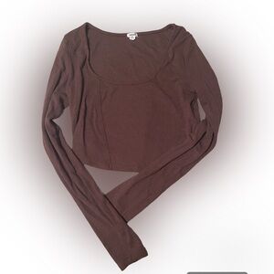 GARAGE Brown Corset Stitch Long Sleeve Shirt!
